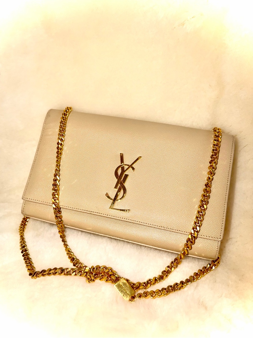 YSL bag Saint Laurent Kate Nude cream YSL crossbody YSL clutch bag grain leather